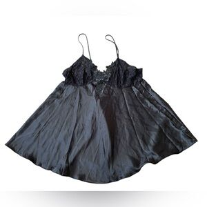 Inner Most Vintage 90s Black Goth Witchy Lace Beaded Lingerie Mini Slip Dress